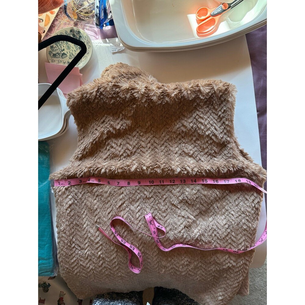 Women's  Wildflower Faux Fur Shawl Collar Sleeveless Vest Carmel Boho Medium - Picture 8 of 8